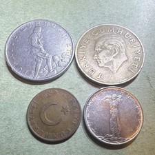 Turkey Coins Lot 2½ Lira 1972, 100 Lira 1987, 10 Kurus 1971, 25 Kurus 1960