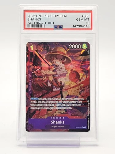 SHANKS 2025 ONE PIECE CARRYING ON HIS WILL ALT ART RARE OP13-065 PSA 10 Q4444