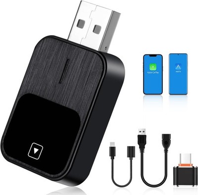 Wireless CarPlay Adapter, 2 in 1 Android Car & Carplay Wireless Adapter, Plug &