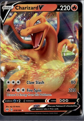 Charizard V 019/189 Darkness Ablaze Holo Rare V Near Mint Pokemon TCG