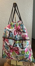 Thirty-One Cinch Sac Drawstring Backpack - "Flutter" Butterfly Print NWOT