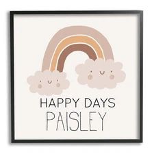 Happy Clouds & Rainbow Personalized Framed Giclee Art by LSR Design Studio