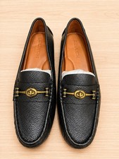 COACH Women's Crosby Driver Turnlock Pebbled Loafer Flats Black size 7B - G2672