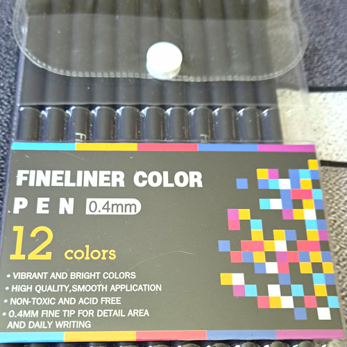 Fineliner & Felt-tip Pen Set 0.4mm Fine Nib, 11 Mixed Colours One Missing