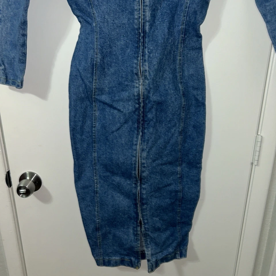 Vestido Jean Vintage Contempo Informal Talla 7 Con Hombreras, Pocas Costuras Fla Foto 2 de 4