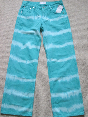 Mango Batik Hose Gr. 36 Türkis Jeans Baumwolle neu wide leg