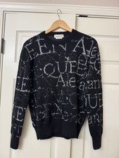 Alexander McQueen Graffiti Logo Knit Sweater Men  s M Fits S Black Authentic