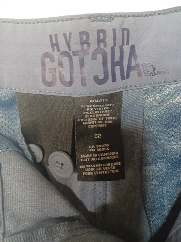 GOTCHA Hybrid Shorts Men's size 32 Blue Flat Front Chinos - Picture 6 of 7