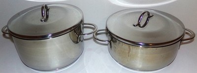 WMF Cromargan Transtherm  Set Of 2 Stainless Steel 18/10 3Qt & 2Qt Stock Pots