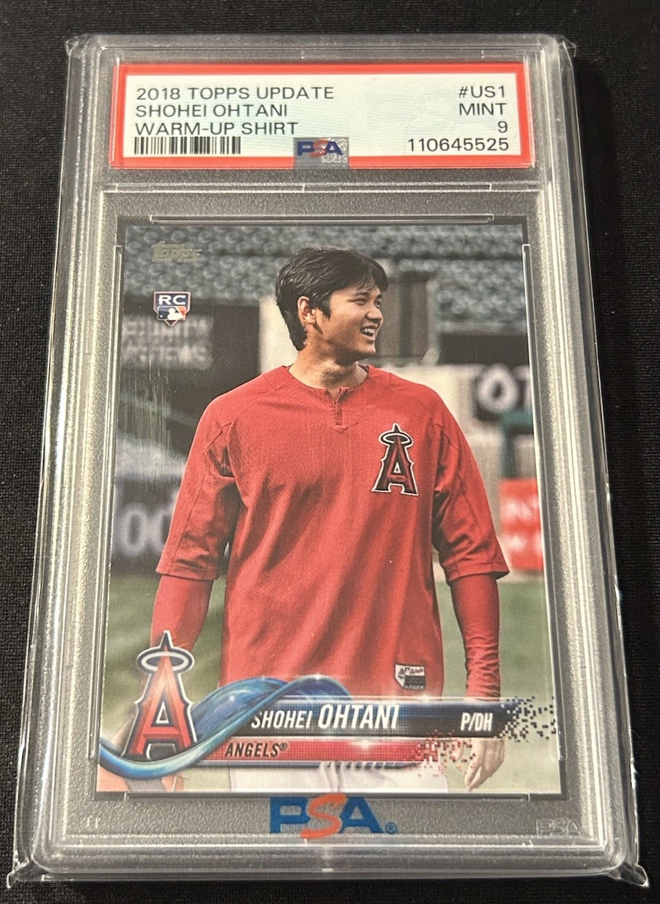2018 Topps Update Shohei Ohtani Red Warm Up Jersey Short Print Rookie PSA 9 SP