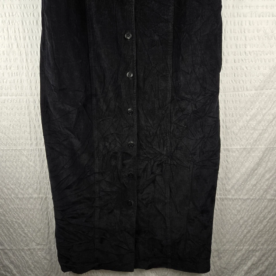 Vestido midi Eddie Bauer para mujer vintage negro de pana con botones delanteros talla M de algodón Foto 3 de 4