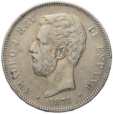 Spain Spain Amedeo I 1871-1873 5 pesetas 1871 silver