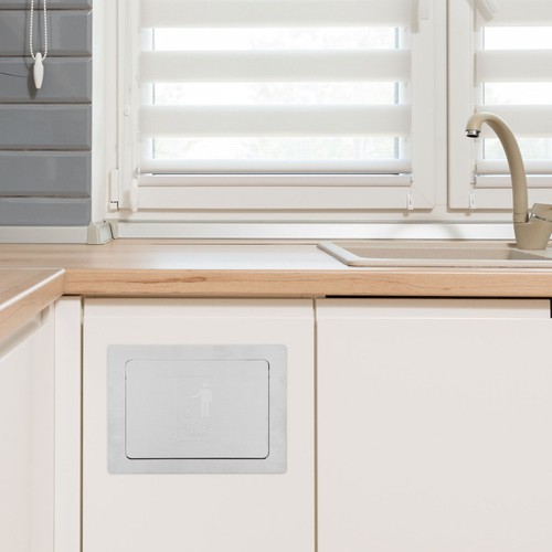 Built in Trash Can Lid Stainless Steel Silver Push Lid for Kitchen Use - Afbeelding 5 van 12
