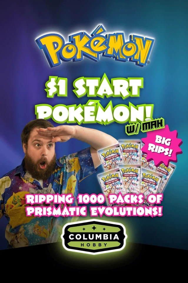 1000 Packs of Prismatic Evolutions, $1 Starts Pokemon and One Piece w/Mak