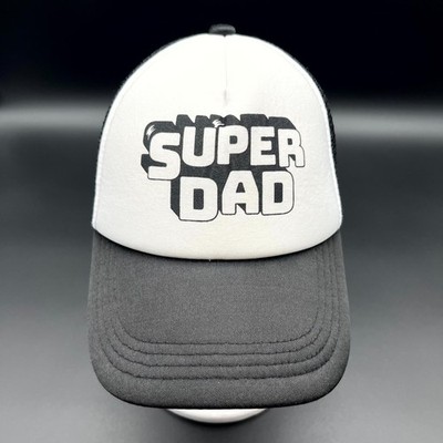 Super Dad Hat Mens One Size White Trucker Cap Black Mesh Snapback Adjustable