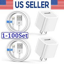 White 1A USB Power Adapter AC Home Wall Charger US Plug FOR iPhone 14 13 12 LOT