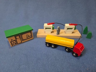 Brio Wooden Train Gas Station Set 33533  1980's *Complete* Golden Era