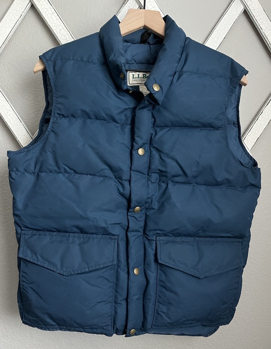 Vintage L.L. Bean Men's M Goose Down Puffer Vest Made in USA - Blue
