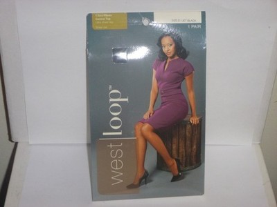 West Loop Silky Sheer Control Top Pantyhose - Sheer Toe - Size D - Jet Black