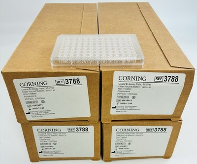  SEALED CORNING 3788 96-well Clear Round Bottom Polystyrene Microplate 4x Boxes