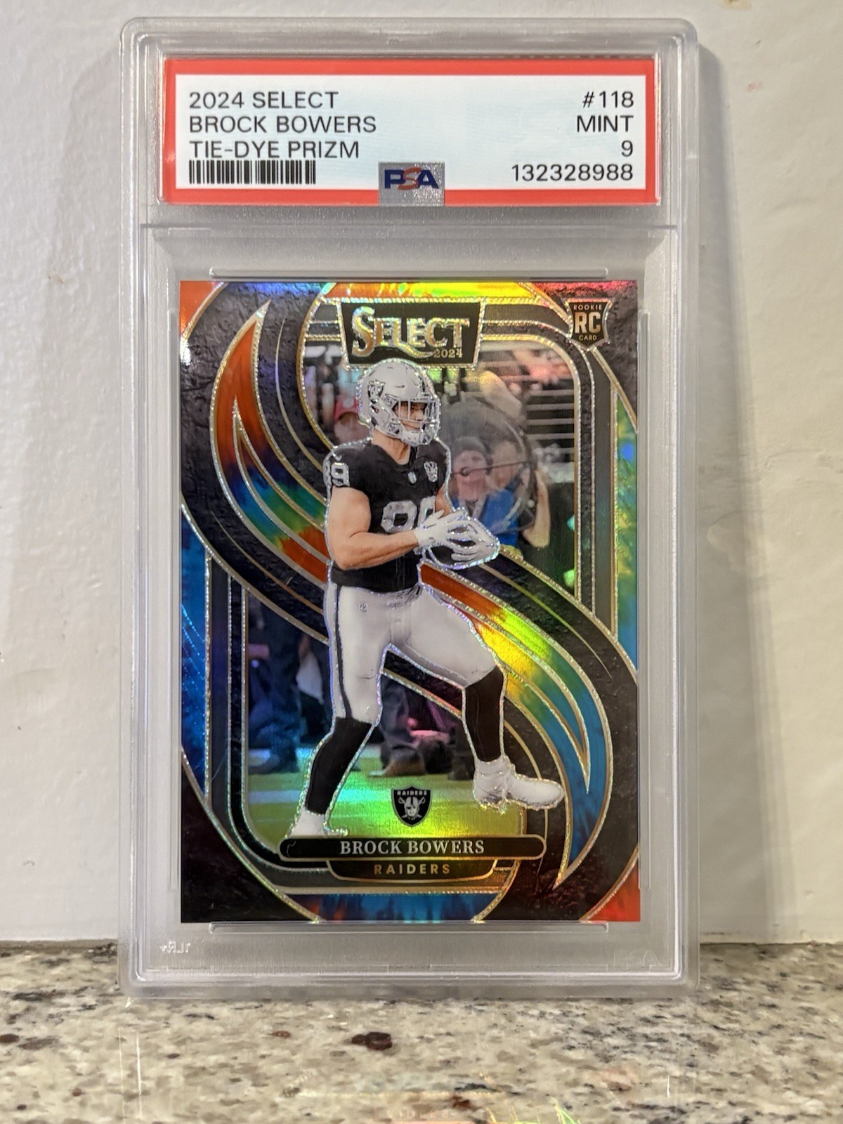 2024 Panini Select - Premier Level Brock Bowers #118 Tie-Dye Prizm /25 (RC)