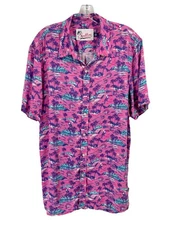 Chubbies Friday Shirt Pink Tropical Buttom Up Collar Short Sleeve Mens Sz Large