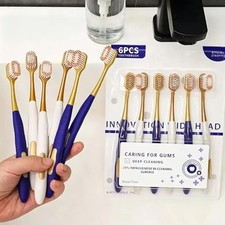 Soft Flossing Manual Toothbrush for Adults, Pack of 6, Assorted Colors