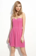 BEAUTIFUL Rebecca Taylor Strapless Silk Pleated Corset Pink Dress $345+! Deal!
