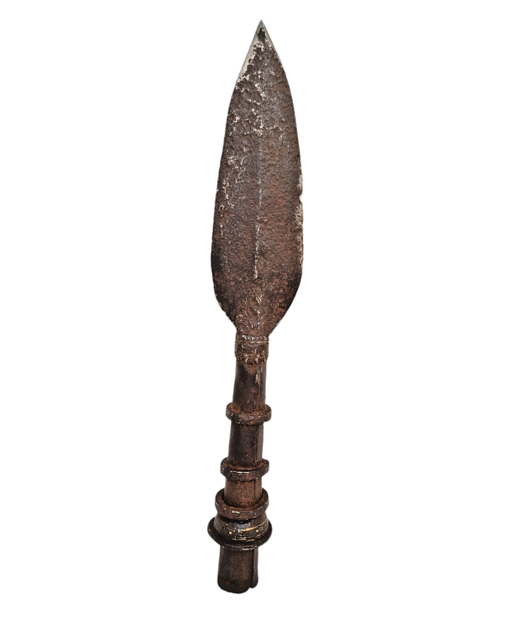 Lance Ancienne En Acier Damas - Inde, Vers 1800 - Fer Forgé Main, Rare
