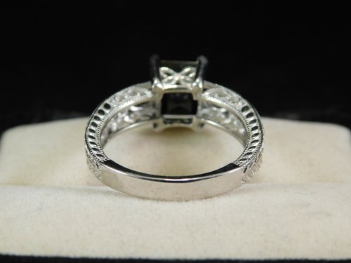 1.82 Ct. Emerald Cut Tourmaline Ring 1920's Style Sterling Silver Filigree - Picture 4 of 7
