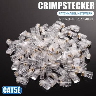 Crimpstecker RJ45 RJ11 Stecker CAT5e Modular Crimp Patchkabel Netzwerk 6P4C 8P8C