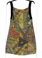 FARM RIO Geometric Sun Tweed V-Back Mini A-Line Dress P = XS/Small (VINTAGE) 🖤