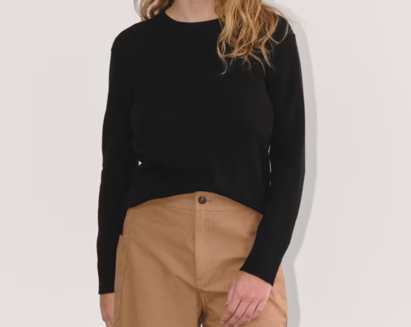 EVERLANE Womens The Cashmere Classic Crew Sweater Size XS Black Long Sleeve NWOT