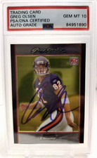 GREG OLSEN AUTO ROOKIE 10 PSA DNA 2007 Bowman Chrome Football BC90 Chicago Bears