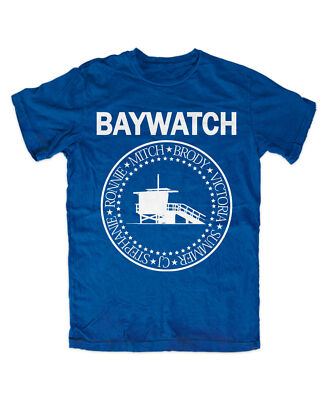 Baywatch T-Shirt BLAU M2 David Hasselhoff Kult Miami Florida Lifeguard Baden