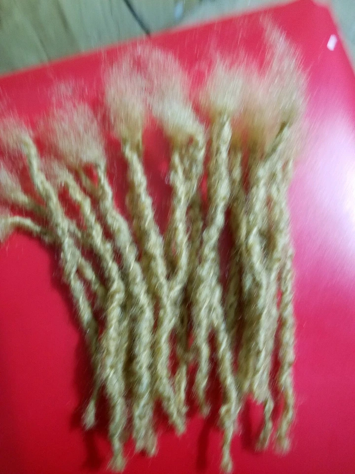 Rastas 100% Cabello Humano Hechas a Mano 10 Piezas 5" Rubio 3/4 Grueso Foto 3 de 3