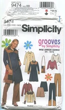 SIMPLICITY 9474 JUNIORS' COAT/JACKET, PANTS, SKIRT, BAG &KNIT TOP SZ 3/4-15/16