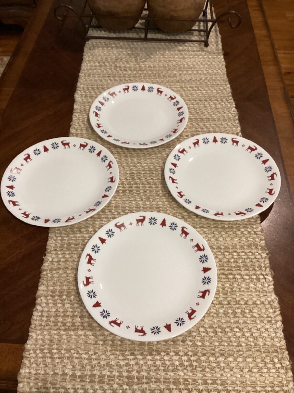 Corning Corelle Christmas Tree Reindeer Snowflake 8 1/2" Luncheon