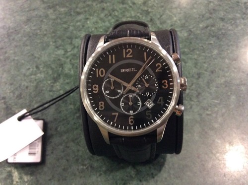 BREIL orologio uomo acciaio e pelle con cronografo e datario, NUOVO! | eBay