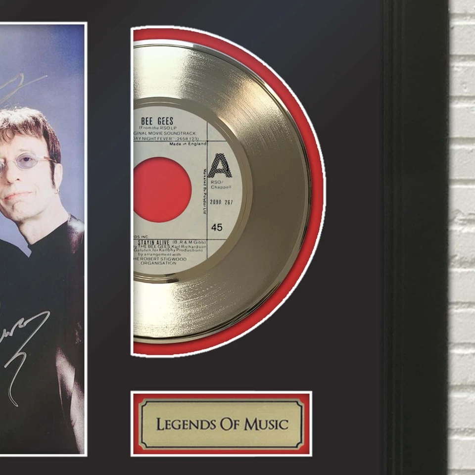 Bee Gees Legends of Music Gold Record Display with Reproduction signatures - Image 3 of 4