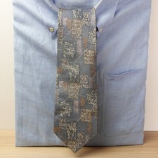Neck Tie Mens LUCIANO VALENTINO Baby Blue Textured Silk Graphic Logo Motif JAPAN