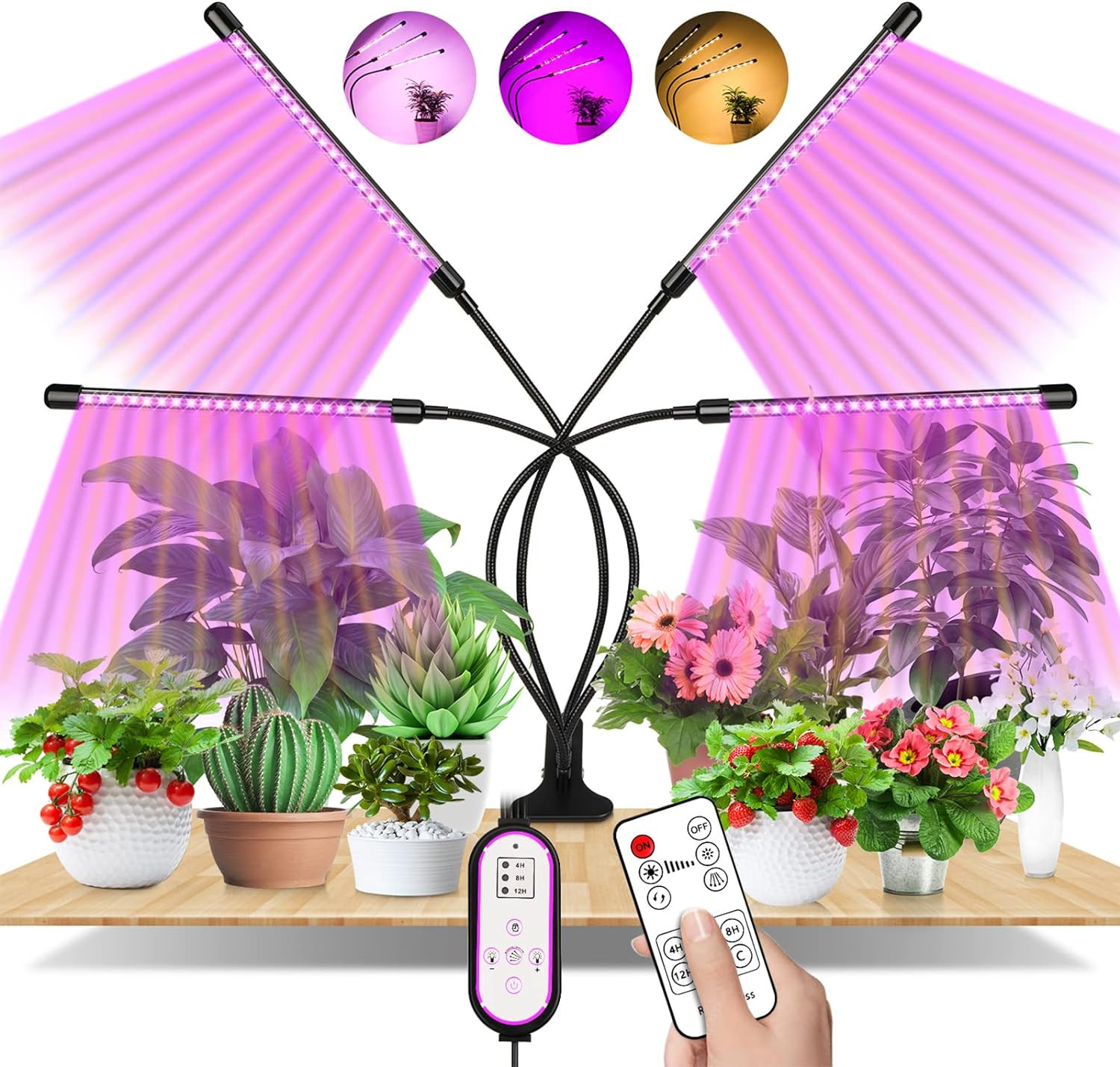 Lampe de plante à 80 LED avec col de cygne flexible 360° pour culture indoor