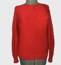 Adolfo Red Sweater 100 Wool Cable Knit Long Sleeve VTG Top Size Large