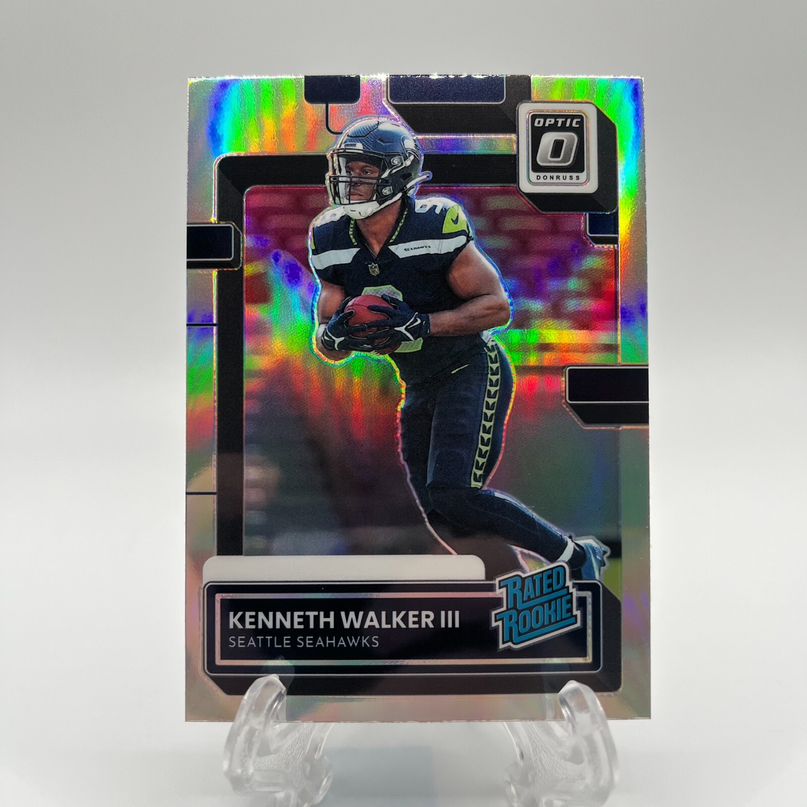 2022 Panini Donruss Rated Optic Preview Holo Kenneth Walker III #P-318 Rookie RC