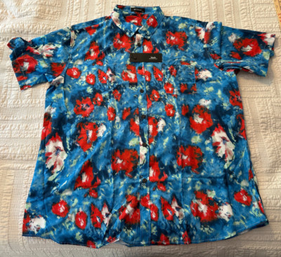 MCEDAR HAWAIIAN SHIRT SIZE 2XL XXL NEW WITH TAGS NWT WHITE RED BLUE GREEN