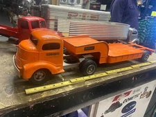 Vtg Smith Miller GMC Tractor Truck Fruehauf Low loader Trailer Toy 1:16 Original