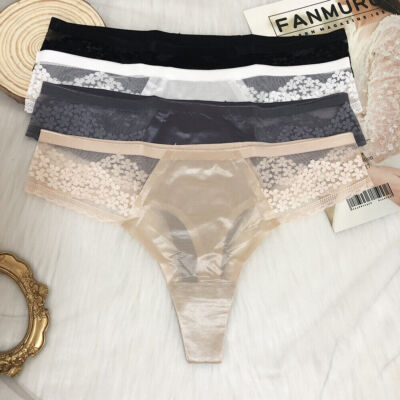5 Packs Lot Womens Sexy Silky Satin Panties Thongs G string Bikinis Brief