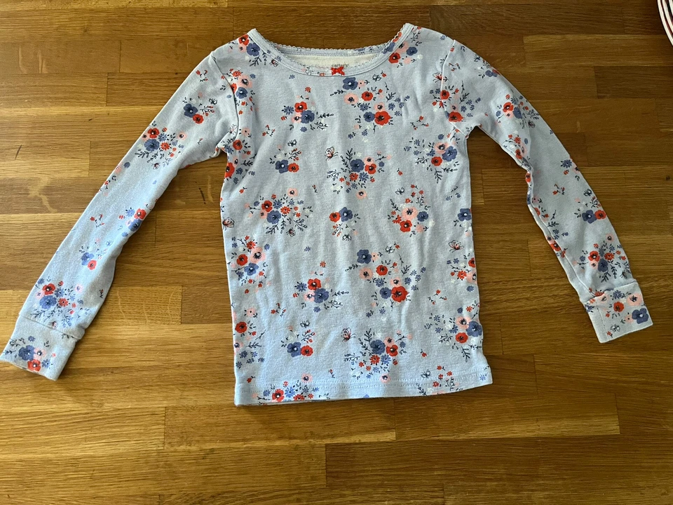 Carters Niñas Talla 6 Pijama Pantalón Camisa Ajuste Ajustado PJ Azul Rosa Rojo Flores Foto 3 de 4