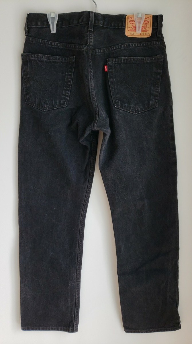 Levi's Men's 505 Regular Fit Straight Leg Black Jeans 34x32 Levi's Men's 505 Regular Fit Straight Leg Black Jeans 34x32