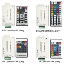 DC 12-24V 24/28Key 44Key IR/RF Remote Wireless RGB LED Light Controller Aluminum
